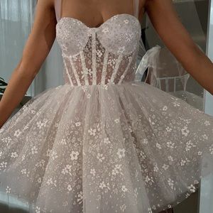 LIKE NEW! Size 6 Rosie Etienne Bridal white mini dress with removable straps!